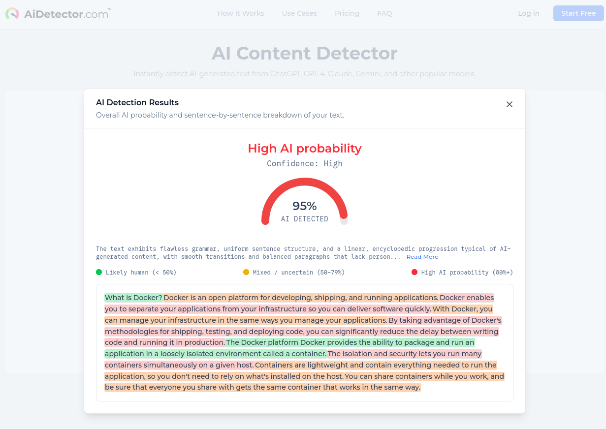 aidetector docker docs false positive