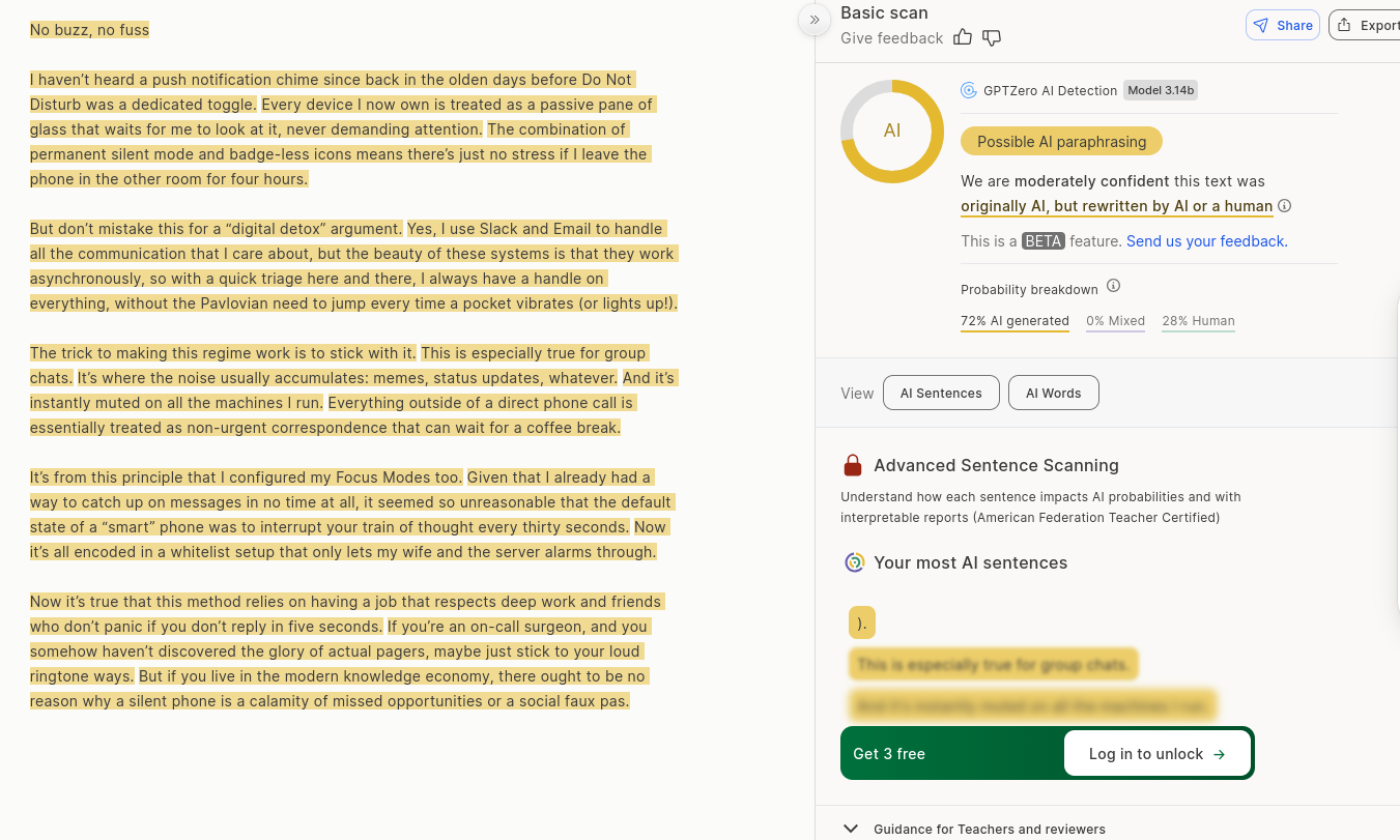 gptzero guessed correctly