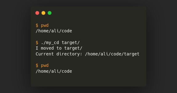 Failed attempt of my_cd program