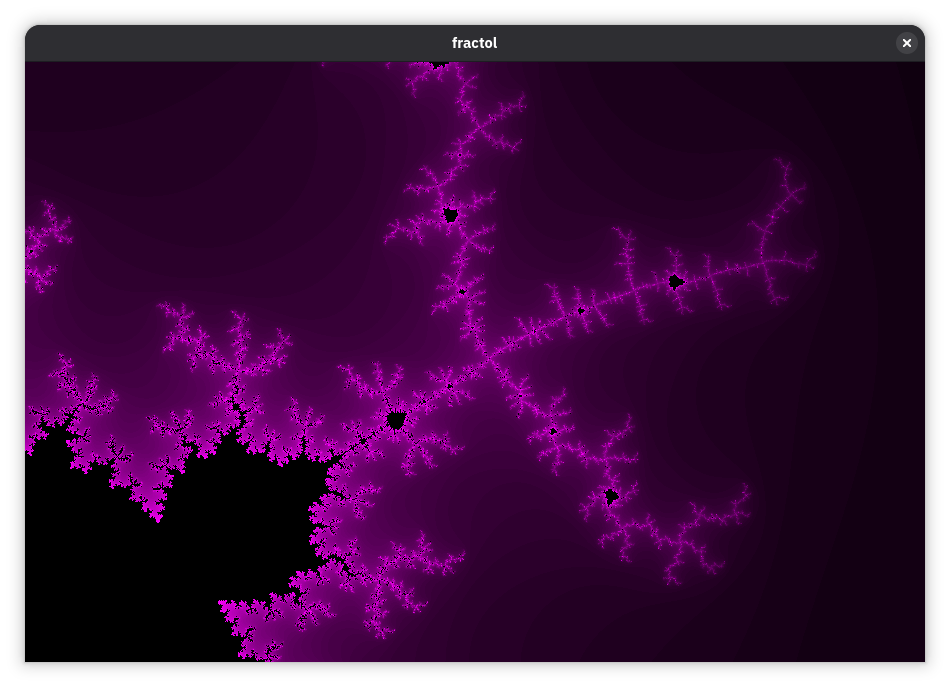 zoomed in mandelbrot set view in pink color