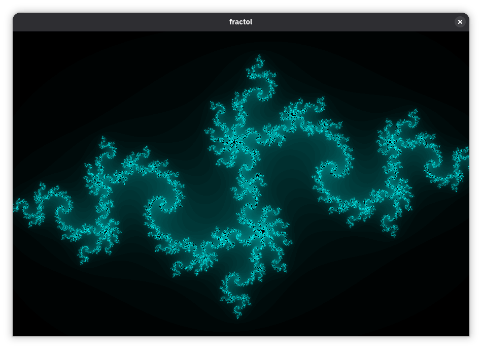 julia set view in cyan color